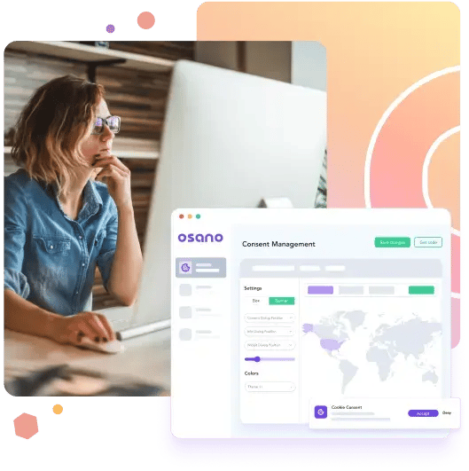 A woman looking at Osano Consent Management Platform on her desktop