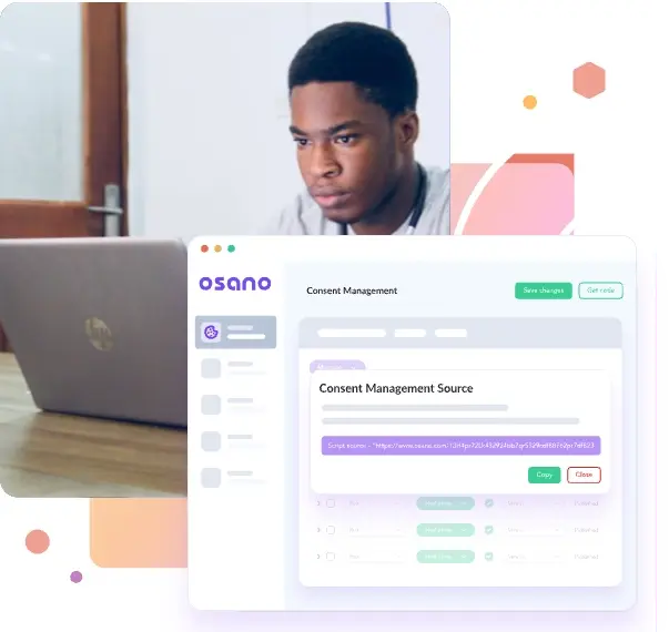 A male developer writing Osano's Consent Management Platform JS script