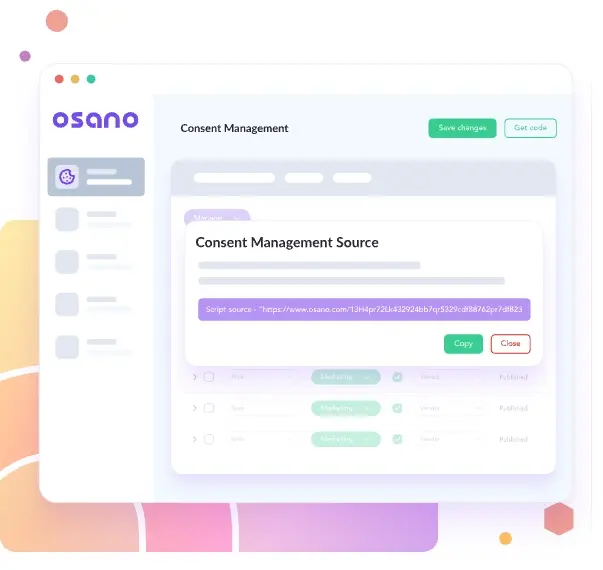 dashboard showing osano cookie consent implementation