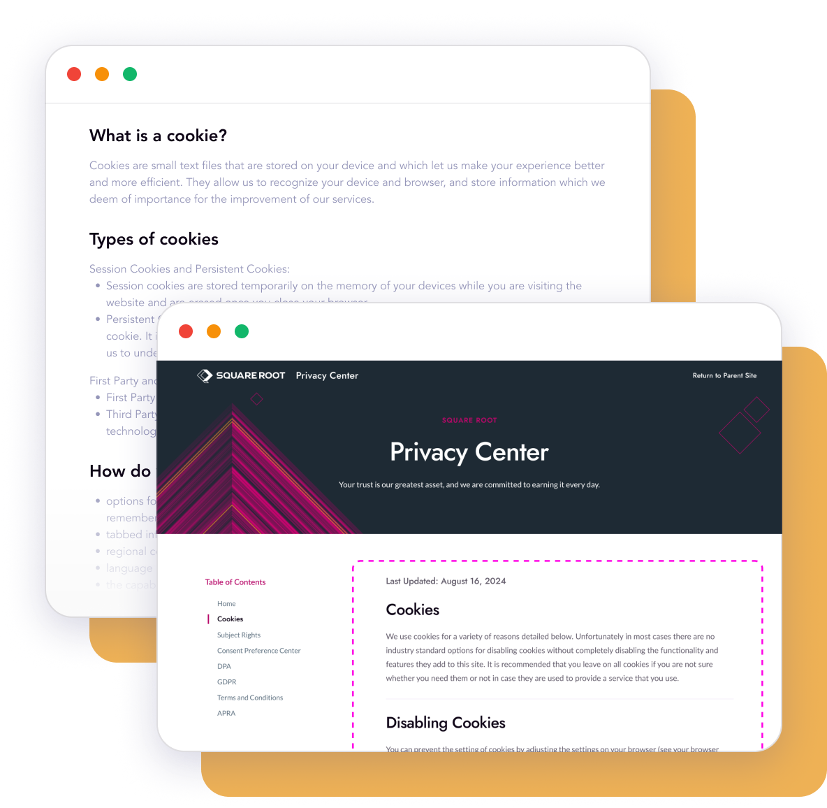 TrustHub privacy center